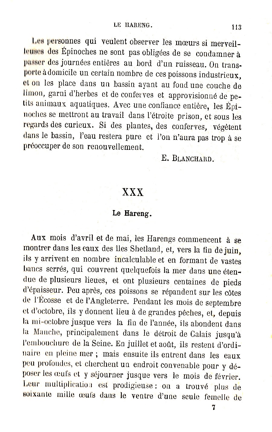 extrait de Zoologie de Fabre publié en 1872, page 113